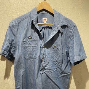 Lacoste Men's Chambray Pullover Short Sleeve Shirt Medium